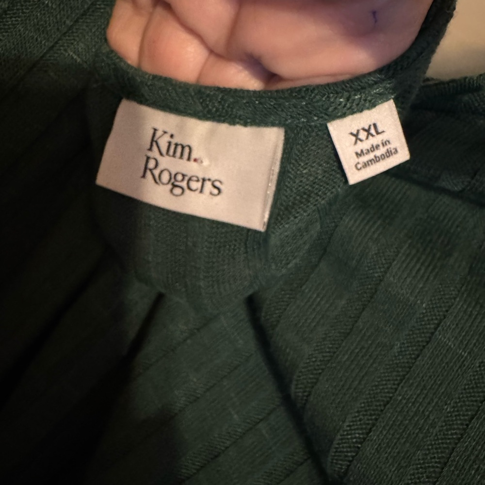 Kim Rogers Green Ribbed Crew Neck Sweater PLUS 2X #E - Picture 6 of 6